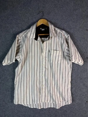 Rusty Shirt Mens Size XL White Striped Regular Fit Short Sleeve Button Up Pocket - Image 1 of 4