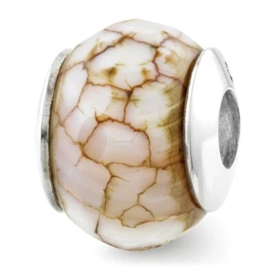 Cracked Achat W / Muschel Perlen .925 Sterlingsilber Antik Reflection Beads - Bild 1 von 4