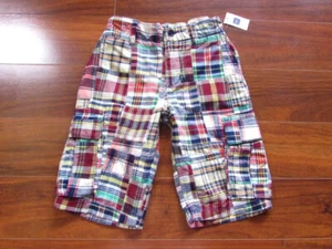 GAP KIDS ~ New! NWT Boy's 8 ~ Madras Plaid Cotton ADJUSTABLE CARGO Shorts c23 - Picture 1 of 5