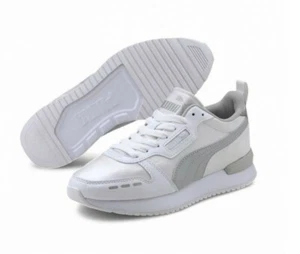PUMA R78 METALLIC sneakers bianche argento SOFT FOAM - Foto 1 di 3