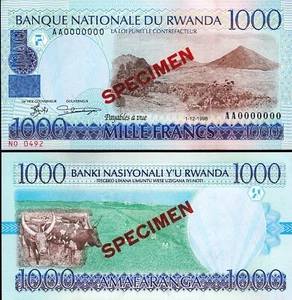 Rwanda 1000 Francs 1998, UNC, SPECIMEN, AA 0000000, P-27s - Bild 1 von 3