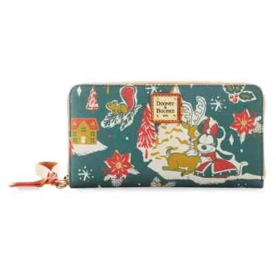 Disney Parks Dooney & Bourke Mickey Minnie Cartera Cremallera Alrededor Invierno Nieve Amor Foto 1 de 4