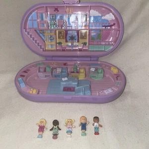 Polly Pocket Stampin' School Stamper Purple Compact Complete W/ Figures VTG 1992 - Picture 1 of 13