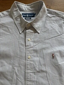 Ralph Lauren Custom Fit XXL Men’s Dress Shirt Blue Stripes Polo Logo - Picture 1 of 11