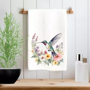 Hummingbird Kitchen Towel Floral Print Hanging Decorative Dish Tea Towel 16x24 - Picture 1 of 7