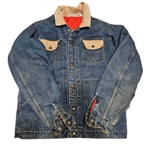 Vtg Big Smith Jacket Buckaroo Trucker Denim Jean Insulated Mens L 46 Long USA - Picture 1 of 12