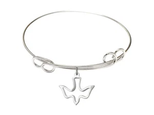 Dove Holy Spirit Sterling Silver Dble Loop Bangle Bracelet 7.5" Confirmation - Picture 1 of 1