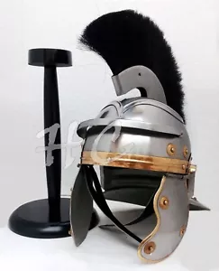 Römischer Soldat Zenturion Helm Offizierskostüm mit schwarzer Feder mittelalterliche Rüstung - Bild 1 von 2