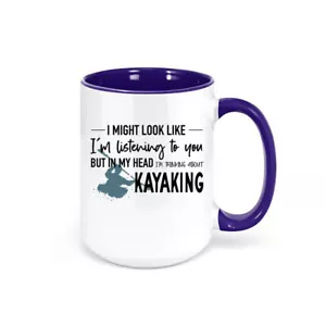 KAYAKING COFFEE MUG, Thinking About Kayaking, KAYAK CUP, Mug For KAYAKER - Picture 1 of 12