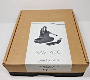 Kit de auriculares inalámbricos Plantronics Savi 430 probado por USB con base y cable de alimentación - Imagen 1 de 5