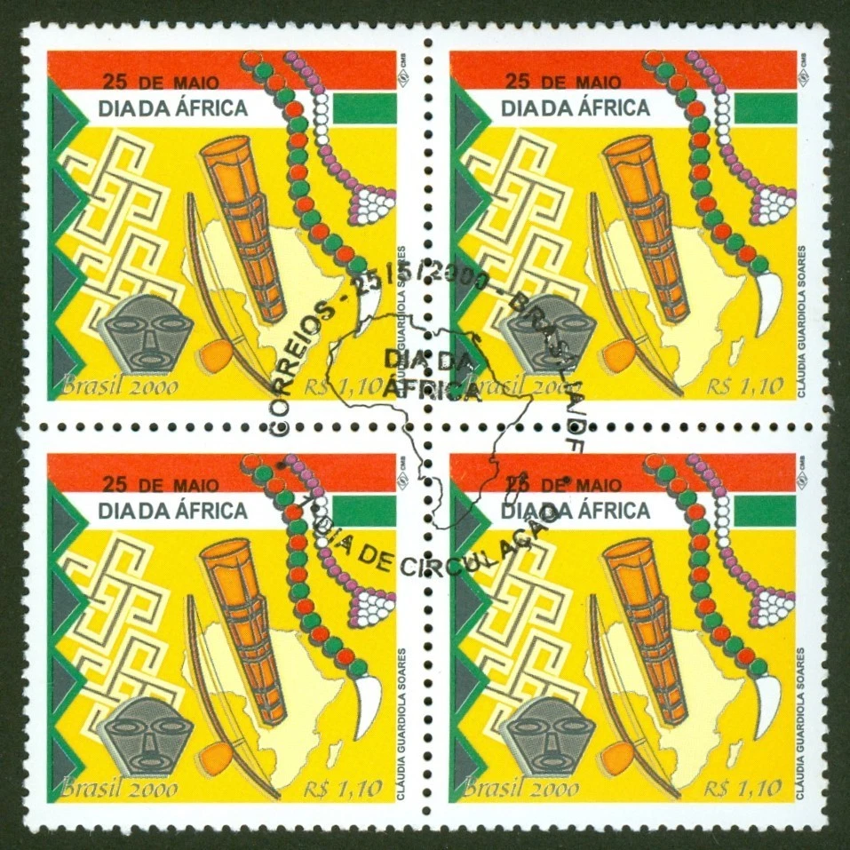 Africa Day Celebration of Foundation of OAU -BRAZIL 4 Stamp Block-SC# 2745-FDOI - Image 1 of 1