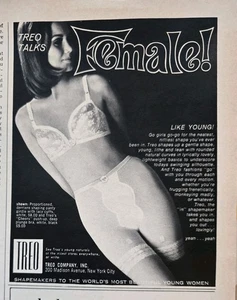 Sujetador con faja Treo Talks 1965 mujer como joven anuncio de moda vintage  - Imagen 1 de 1