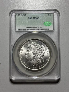 1891 CC Morgan Dollar CACG MS63 Blast White - Picture 1 of 4