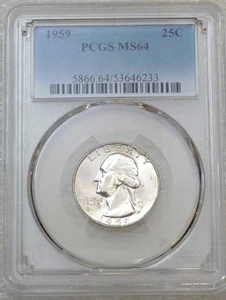 1959 P Washington Silver Quarter PCGS MS64 White PQ Just Graded New Holder M216Z - Bild 1 von 2