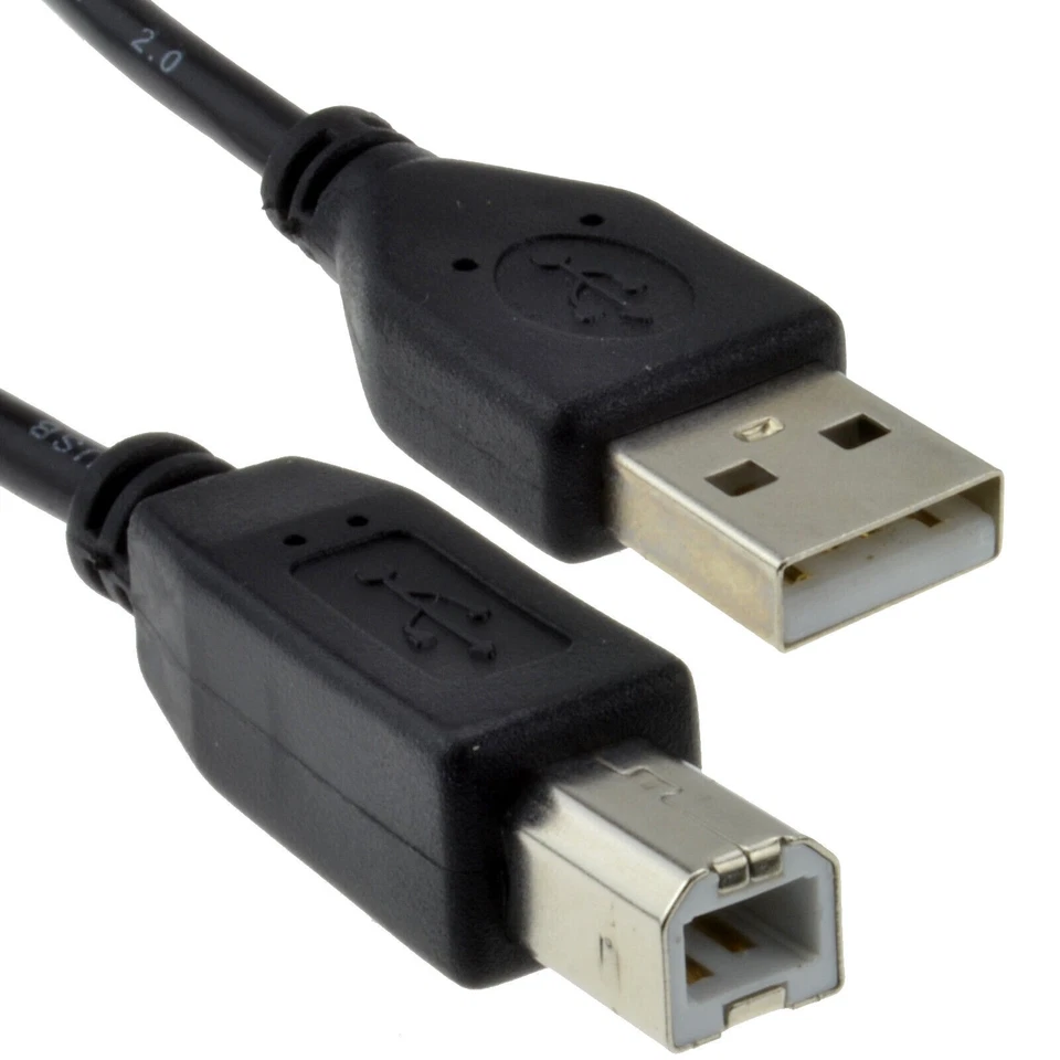 USB Printer Cable 2.0 Leads A Plug to B 25cm/50cm/1m/2m/3m/5m Canon Epson HP UK - Image 1 of 4