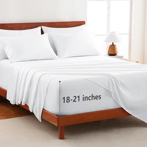 Extra tiefe Tasche Queen Bettwäsche - 6 Stück Blatt Set - passt bis zu 21 Zoll dick - Bild 1 von 9