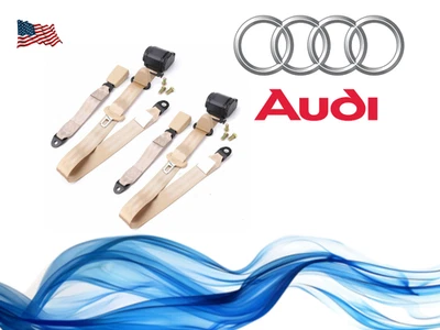 Juego de 2 cinturones de seguridad traseros coche audi tela beige ajuste directo ajustable Foto 1 de 4