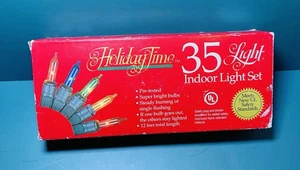 Vintage Holiday Time 35 Indoor Christmas Lights Multicolor – Blinking Option - Picture 1 of 2