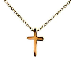 Edelstahl vergoldet Kreuz mit erweiterbarer Halskette 24 cm - Bild 1 von 6