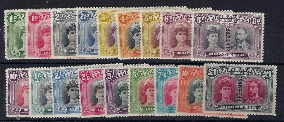 RHODESIA SG119S/85S 1910 DOUBLE HEAD SET OVPT SPECIMEN MNH - Image 1 of 1
