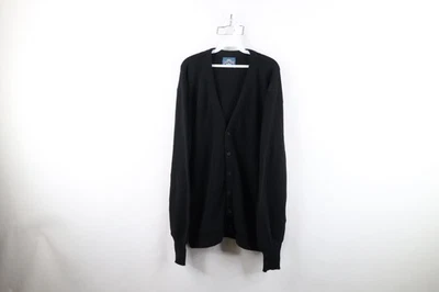 Vintage 90s Streetwear Mens XLT Blank Knit Button Cardigan Sweater Black USA - Image 1 of 4