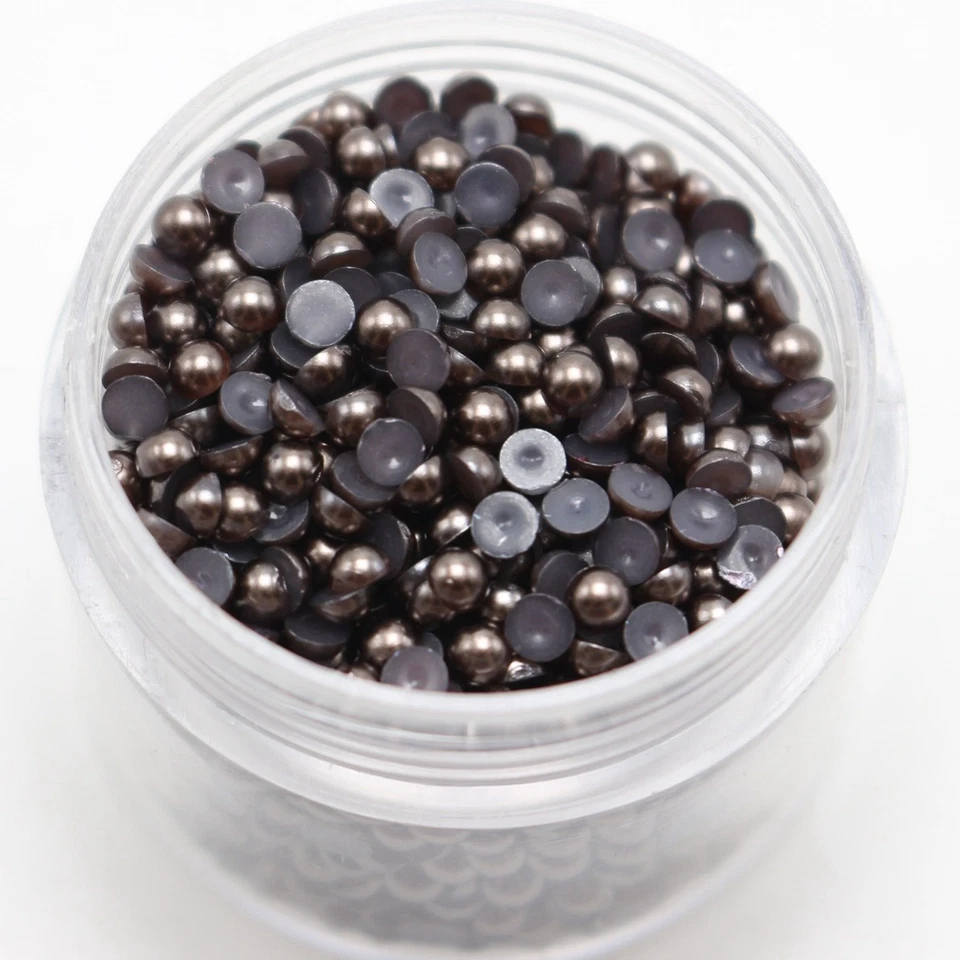 Caja de almacenamiento de puntas de arte en uñas de 3 mm con cuentas gemas de media perla Flatback 2000 color a elegir Foto 1 de 4