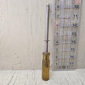 Vintage Hunter Tool Co. Handwerkzeug Metallschaft Bernstein Griff USA - Bild 1 von 8