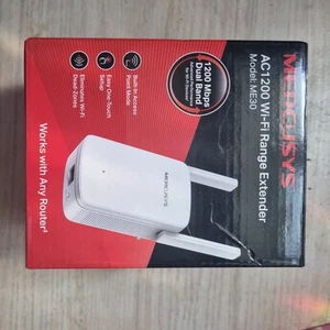Mercusys AC1200 Dual Band Wi-Fi Range Extender, Signal Booster 1200Mbps UK Plug - Photo 1/3
