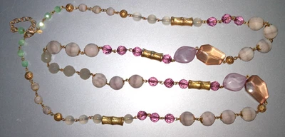 Collar Joan Rivers Extra Largo 52" Púrpura Oro Rosa Blanco Las Cuentas Verdes Brillan Foto 1 de 4