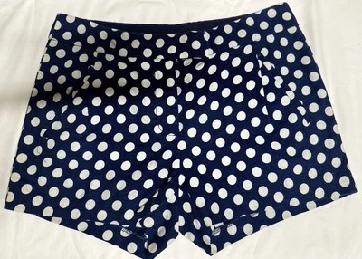 Pantalones Cortos J.CREW Azul Marino Blanco Lunares Lino Algodón 3" Entrepierna Talla 0 XS Foto 1 de 4