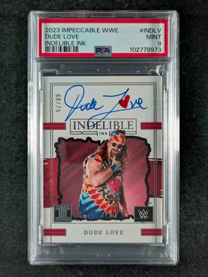 2023 Panini Impeccable WWE DUDE LOVE 68/75 On Card Auto Indelible Ink SP PSA 9 - Image 1 of 3