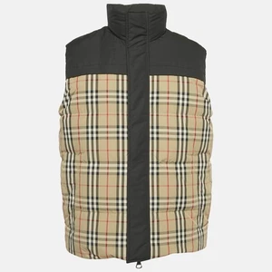 Burberry Black/Archive Beige Checks Nylon Reversible Down Vest XS - Picture 1 of 10