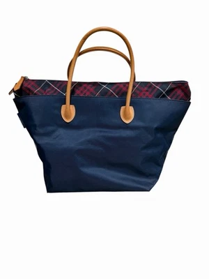 Burberry Blue Label London Navy Blue Nylon Leather Red Black Nova Check Tote Bag - Image 1 of 4