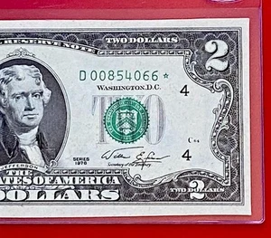 1976 STAR NOTE $2 TWO DOLLAR ( CLEVELAND D ) Bad Hand Cut Uncirculated - Picture 1 of 3
