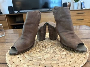 Lucky Brand Sandals Womens 9M Lisza Brown Leather Ankle Strap Block Heels - Picture 1 of 5