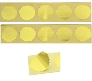 100 Pcs Self Adhesive Gold Embossed Foil Blank Certificate Notary Seal Stickers - Picture 1 of 4