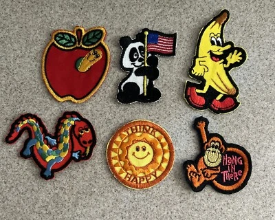 Six ‘70’s Hallmark Cards Rumper Stitcher patch Lot, Happy, Hang In There, Dragon - Image 1 of 4