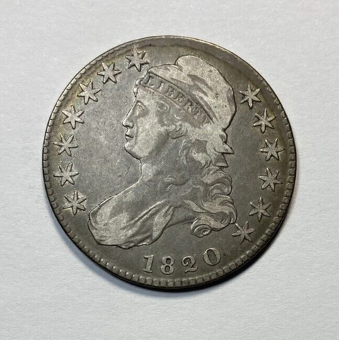 1820 Capped Bust Half Dollar Choice Original Problem Free VF Curled Base 2 Cover