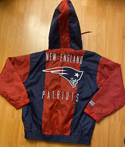 New England Patriots Embroidered Football Anorak Windbreaker Jacket NFL Sz Med