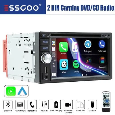 Car Stereo 6.2" 2 DIN CD DVD Carplay Android Auto Play FM AM RDS Radio Bluetooth - Image 1 of 4
