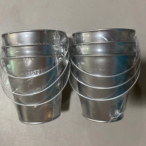 decorative PAILS Silver Small 4" 2 packs of 3 NEW - Picture 1 of 8