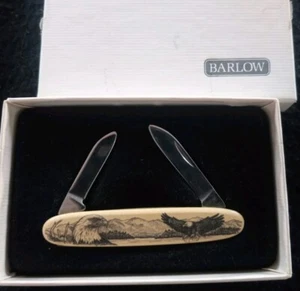 Barlow Design 2-3/4" Pocket Knife Eagle Scene, 2 Blades In Display Box - Picture 1 of 12