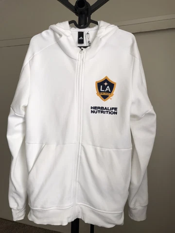 Adidas LA Galaxy Traveling Jacket Hoodie Color White 2017 #CG1207 Size S Cover