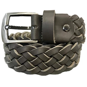 Cintura Uomo Donna Made in Italy Pelle Intrecciata Cuoio Altezza 3,5 cm Grigio - Foto 1 di 4
