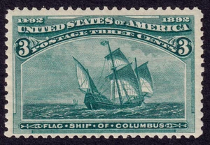US Scott 232, 1893 Flagship of Columbus, 3c green, NH MINT - Picture 1 of 1