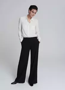 Fabelhafte *WINSER LONDON* schwarze Satinhose hinten Krepp weites Bein vorne flach 16 - Bild 1 von 24