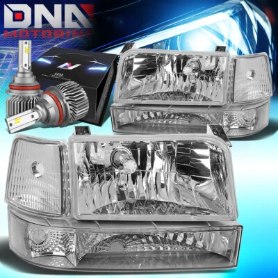 PARA FORD F150/250/350/BRONCO 1992-1996 FAROS + PARACHOQUES CON LED ESTILO DELGADO CROMADO Foto 1 de 4