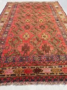 Distressed Authentic Hand Knotted Afghan Balouch Wool Area Rug 125x84cms