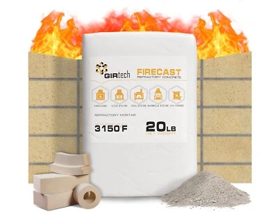 Girtech FireCast Castable Refractory Cement Mix 3110 Degree Fahrenheit 20 Lbs - Image 1 of 4