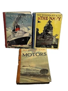x3 1940s THE WONDER BOOK OF NAVY MOTORS SHIPS HB VGC - Picture 1 of 11